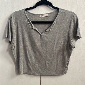 Grey Ribbed Cropped Top
